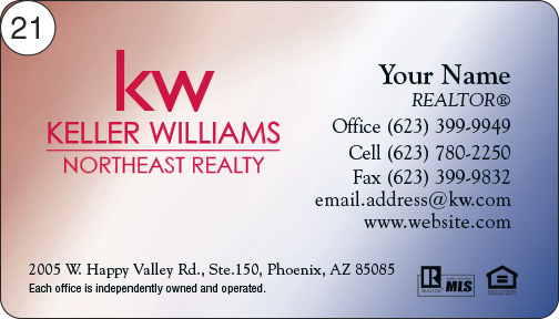 Keller Williams Business Card front 21